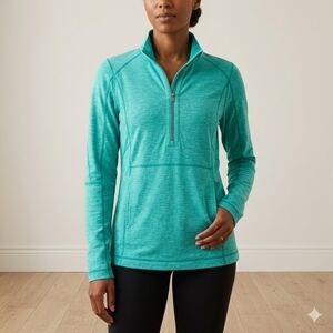 Tommy Bahama Teal Quarter-Zip Kangaroo Pocket Pullover